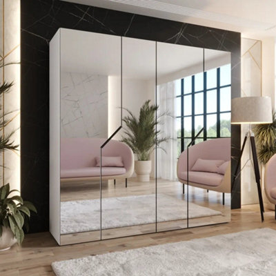 Arte White Blomvik Iii Hinged Wardrobe 200 Cm - Bright Full-Mirror Storage For Calm, Organised Bedrooms - image 1