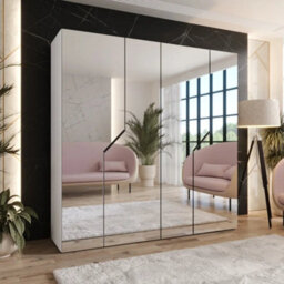 Arte White Blomvik Iii Hinged Wardrobe 200 Cm - Bright Full-Mirror Storage For Calm, Organised Bedrooms - thumbnail 1