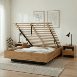 Nöa & Nani Noa & Nani Koping Kingsize Gas Lift Ottoman Bed With Storage In Natural Pine - thumbnail 2