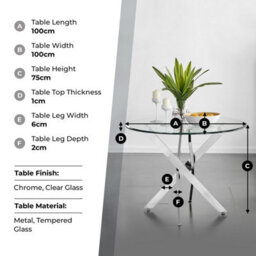 Furniturebox Uk Novara 100Cm Round  Dining Table And 2 Navy Pesaro Silver Leg Chairs - thumbnail 6
