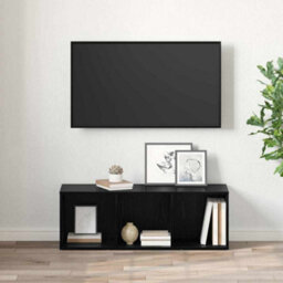 Berkfield Modern Tv Cabinet Black Oak Engineered Wood - thumbnail 4