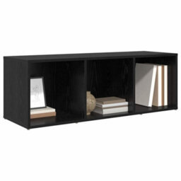 Berkfield Modern Tv Cabinet Black Oak Engineered Wood - thumbnail 3