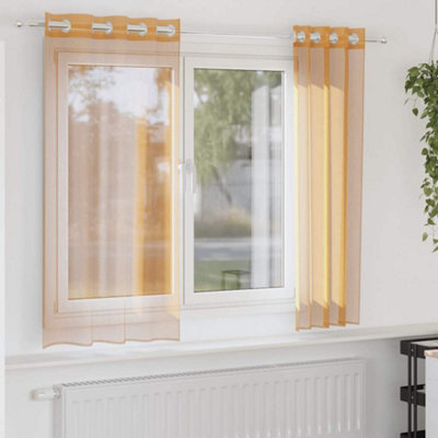 Berkfield Voile Curtains With Grommets 2 Pcs Orange 140X140 Cm - image 1