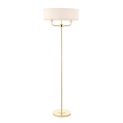 Luminosa Lighting Luminosa Nixon 2 Light Floor Lamp Brass, Crystal Glass, E14