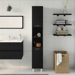Walplus Bathroom Cabinet Black Oak 30 X 30 X 179 Cm Engineered Wood - thumbnail 4
