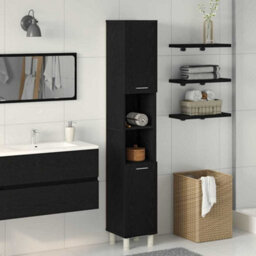 Walplus Bathroom Cabinet Black Oak 30 X 30 X 179 Cm Engineered Wood