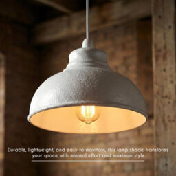 Retro White Metal Ceiling Lamp Shade With Curved Textured Design For Living Room Bedroom Or Hallway - thumbnail 5
