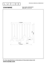 Lucide Chayanne 8 Light Bar Pendant Light Black - thumbnail 6