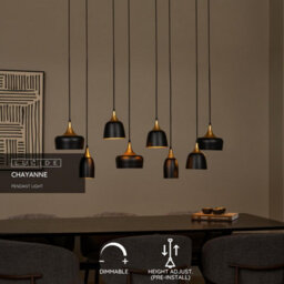 Lucide Chayanne 8 Light Bar Pendant Light Black - thumbnail 2