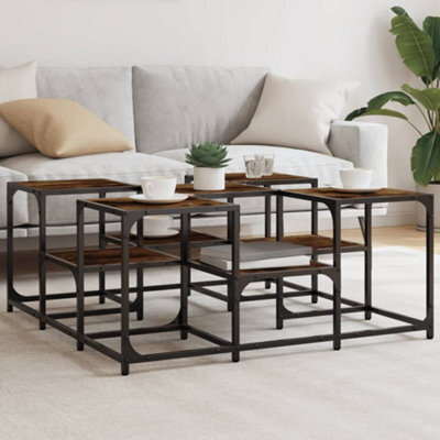 Berkfield Coffee Table Smoked Oak 91X91X40 Cm Engineered Wood - image 1