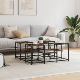 Berkfield Coffee Table Smoked Oak 91X91X40 Cm Engineered Wood - thumbnail 3