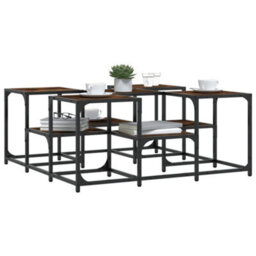 Berkfield Coffee Table Smoked Oak 91X91X40 Cm Engineered Wood - thumbnail 4