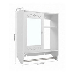 White Wall Mounted Bathroom Cabinet Mirror Cupboard W/ Towel Rail & Open Shelves - thumbnail 2