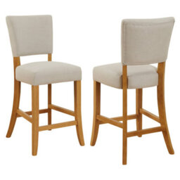 The Furniture Market Manor Oak Natural Linen Fabric Bar Stool Open Back Design Natural Oak Hardwood Frame Padded Seat Kitchen Counter Stool - thumbnail 4
