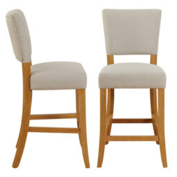 The Furniture Market Manor Oak Natural Linen Fabric Bar Stool Open Back Design Natural Oak Hardwood Frame Padded Seat Kitchen Counter Stool - thumbnail 5