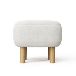 Living And Home Beige White Teddy Fleece Footstool With Rubberwood Legs & Felt Pads - thumbnail 4