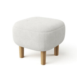 Living And Home Beige White Teddy Fleece Footstool With Rubberwood Legs & Felt Pads - thumbnail 3
