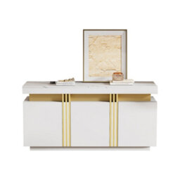 "Btm Modern White And Gold Buffet Cabinet, 55"" Sideboard With Faux Marble Top, 3 Doors And Adjustable Shelves, Luxury Storage" - thumbnail 4