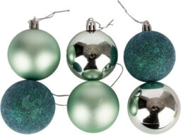 Shatchi 60mm/6Pcs Christmas Baubles Shatterproof Turquoise,tree Decorations - thumbnail 3