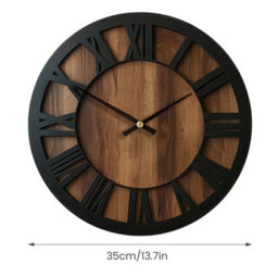 S Vintage Silent Non-Ticking Wooden Large Round Wall Clock For Home Office Kitchen - thumbnail 2