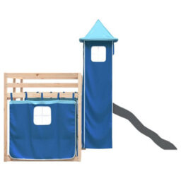 Berkfield Bunk Bed Without Mattress With Slide And Curtains Blue 90X190 Cm Single - thumbnail 9