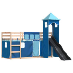Berkfield Bunk Bed Without Mattress With Slide And Curtains Blue 90X190 Cm Single - thumbnail 3