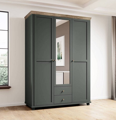 Arte Evora 19 Hinged Wardrobe W1540mm H2160mm D620mm - Green & Oak Lefkas Elegance - image 1