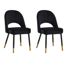 Hygrad Built to Survive Set Of 2 Dining Chairs Velvet Padded Seat Metal Legs Kitchen Chair Home Office Set - thumbnail 1