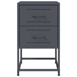 Berkfield Bedside Cabinets 2 Pcs Anthracite 36X39X60.5 Cm Steel - thumbnail 5
