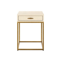 Wyld Haus Belluno Ivory Shagreen And Antique Brass Bedside Table With Drawer - thumbnail 2