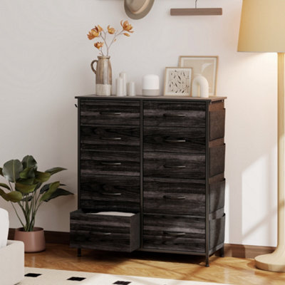 Homcom Fabric Chest Of Drawers, 10 Drawer Dresser For Bedroom, Black - image 1