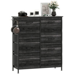 Homcom Fabric Chest Of Drawers, 10 Drawer Dresser For Bedroom, Black - thumbnail 2