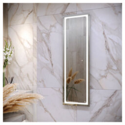 RAK Ceramics Rak Aquarius 420X1400mm Rectangular Silvery White Led Illuminated Bathroom Mirror With Touch Sensor & Demister Pad, Ip44 Rated