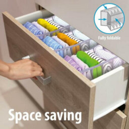 Foldable Mesh Wardrobe Clothes Organiser 36X17X12Cm With 7 Compartments Space Saver Solution For Organising Clothes - thumbnail 6