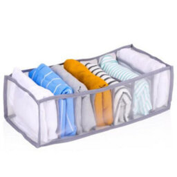Foldable Mesh Wardrobe Clothes Organiser 36X17X12Cm With 7 Compartments Space Saver Solution For Organising Clothes - thumbnail 1