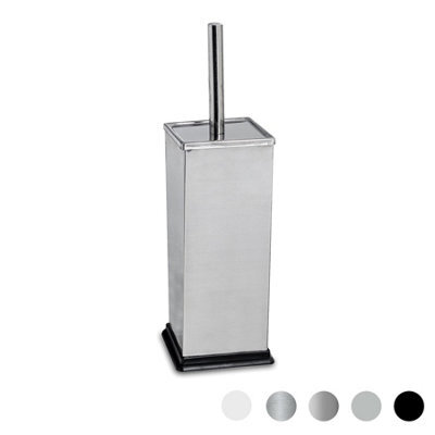 Harbour Housewares Chrome Toilet Brush And Holder - Square Brush With Non Slip Base Rust Resistant Toilet Cleaning Brush Set - image 1