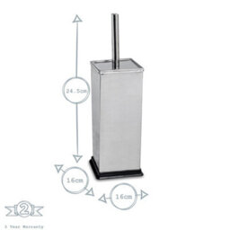 Harbour Housewares Chrome Toilet Brush And Holder - Square Brush With Non Slip Base Rust Resistant Toilet Cleaning Brush Set - thumbnail 3