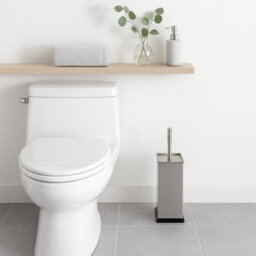 Harbour Housewares Chrome Toilet Brush And Holder - Square Brush With Non Slip Base Rust Resistant Toilet Cleaning Brush Set - thumbnail 6