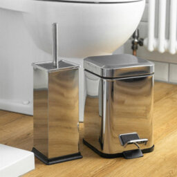 Harbour Housewares Chrome Toilet Brush And Holder - Square Brush With Non Slip Base Rust Resistant Toilet Cleaning Brush Set - thumbnail 5