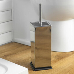 Harbour Housewares Chrome Toilet Brush And Holder - Square Brush With Non Slip Base Rust Resistant Toilet Cleaning Brush Set - thumbnail 4