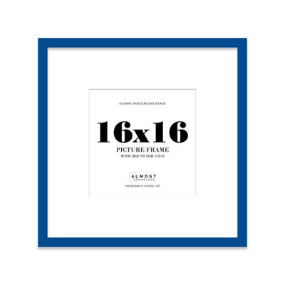 "16X16"" Blue Picture Frame - 16X16"" Square Frame With 13X13"" Mount For 16X16""/13X13"" Pictures Art Deco Style Room Decor, 1 Pack" - image 1