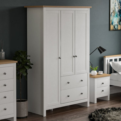 Lassic Vida Designs Arlington White 3 Door 2 Drawer Wardrobe (H)1800mm (W)1090mm (D)520mm - image 1