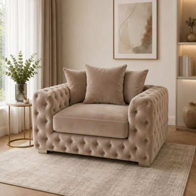 Stratus Interiors Ashley Mink Chesterfield Scatter Back Sofa Collection For Sophisticated Homes-Armchair - image 1