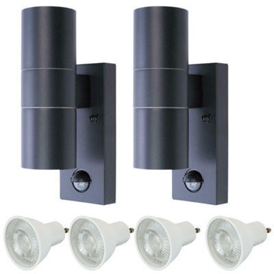 Hispec Coral Up And Down Lighting With Pir - Anthracite Grey: 2X Lights & 4X Gu10 - image 1