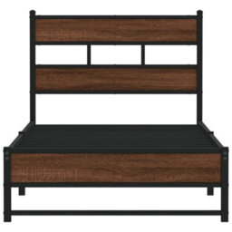 Berkfield Metal Bed Frame Without Mattress Brown Oak 90X190 Cm Single - thumbnail 4
