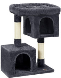 Songmics Cat Haven, Cat Tower, L, Feline Retreat For Big Cats, Roomy Cat Perch, Twin Cat Dens, Scratching Post, Smoky Grey - thumbnail 8