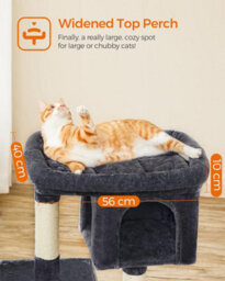 Songmics Cat Haven, Cat Tower, L, Feline Retreat For Big Cats, Roomy Cat Perch, Twin Cat Dens, Scratching Post, Smoky Grey - thumbnail 3