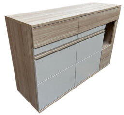 Arte Oslo 12 Sideboard 130 Cm In Oak Riva & Cashmere - Solid Storage With Drawers And Doors - thumbnail 2