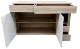 Arte Oslo 12 Sideboard 130 Cm In Oak Riva & Cashmere - Solid Storage With Drawers And Doors - thumbnail 3