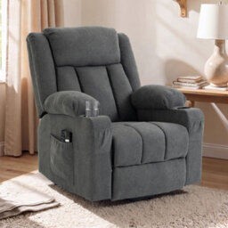 Homcom Dual Motor Recliner Chair Power Lift Chair W/ Massage Heat, Dark Grey - thumbnail 2